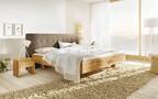 Doppelbett aus Massivholz mit weichem Kopfhaupt, Naturbett ohne Metall